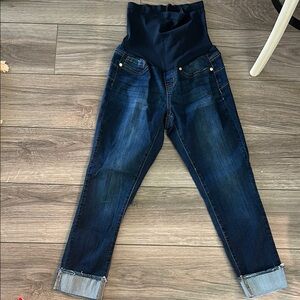 Stylish Dark Blue Denim Maternity Jeans